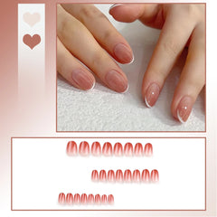 24pcs Reusable Press-On Fake Nails with Designs - Aurora Diamond Tips - Pure Hair Gaze