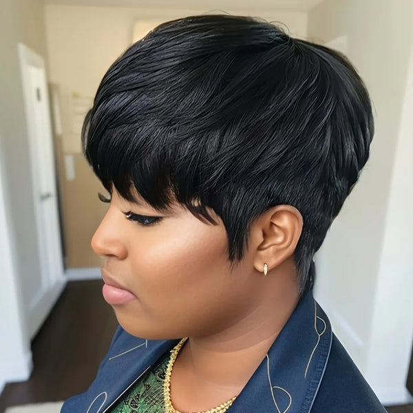 Pixie Cut Wig Human Hair Wigs For Women Short Human Hair Wigs with Bangs