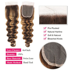 Highlight Loose Deep Wave Bundles With Closure - Pure Hair Gaze