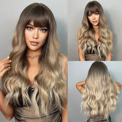 Heat Resistant Ash Blonde Wavy Wig - Pure Hair Gaze