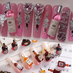 20pcs Wine Bottle Nail Charms - Red Wine Nail Art Decoration - Pure Hair Gaze