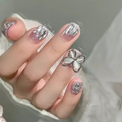 24pcs Reusable Press-On Fake Nails with Designs - Aurora Diamond Tips - Pure Hair Gaze