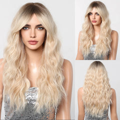 Heat Resistant Ash Blonde Wavy Wig - Pure Hair Gaze