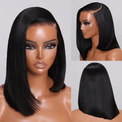 Chic & Easy: Silky Straight Bob Wig with Side Part - 6x4.75" Pre-Cut Lace, Ready-to-Wear Human Hair - Pure Hair Gaze