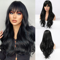 Blonde Long Straight Synthetic Wigs with Bangs - Pure Hair Gaze