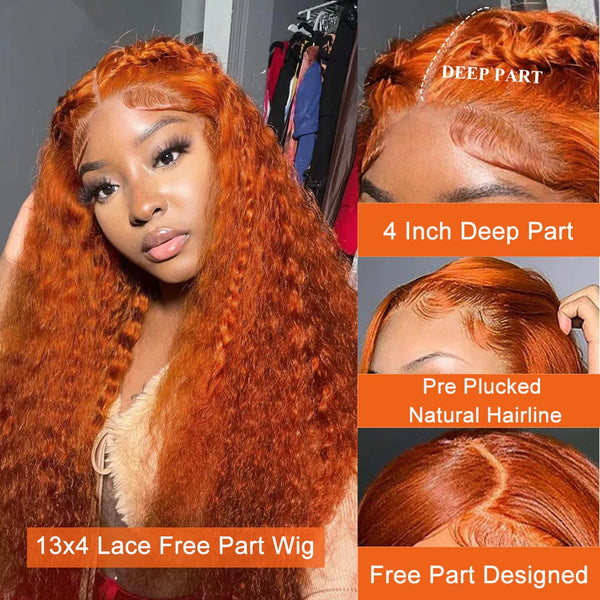 Curly Orange Ginger Lace Front Wig