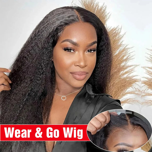 Yaki Kinky Straight Human Hair Wigs Glueless Wig 100% Human Hair