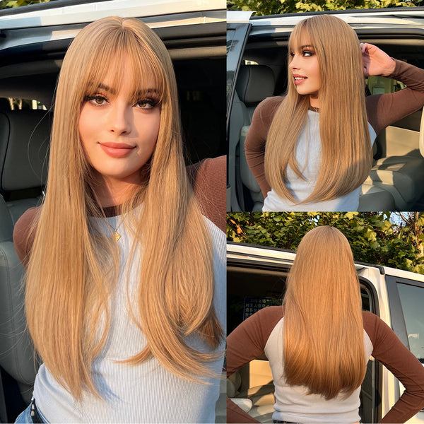 Platinum Blonde Long Straight Natural Hair Wig