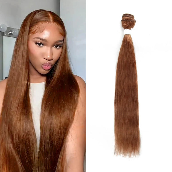 Brazilian Ginger Brown Bone Straight Hair Bundles