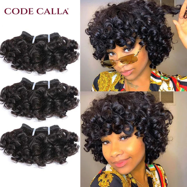 Double Draw Indian 6inch Short Curly Bundles