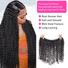 Long Deep Wave Human Hair Curly Bundles - Pure Hair Gaze