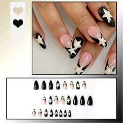 24pcs Reusable Press-On Fake Nails with Designs - Aurora Diamond Tips - Pure Hair Gaze