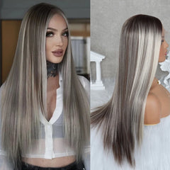 Ash Blonde Highlight Lace Wig - Pure Hair Gaze