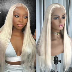 Highlight Ash Blonde Straight Synthetic Lace Wig - Pure Hair Gaze