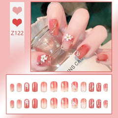 24pcs Reusable Press-On Fake Nails with Designs - Aurora Diamond Tips - Pure Hair Gaze