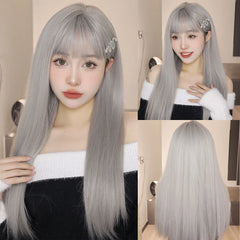 Long Straight Synthetic Wig with Bangs - Pure Hair Gaze