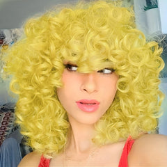 Heat Resistant Fluffy Yellow Wig - Pure Hair Gaze