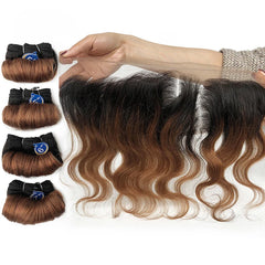 13x4 HD Transparent Lace Ombre Hair Bundles - Pure Hair Gaze