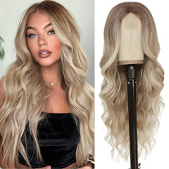 Long Platinum Blonde Wavy Synthetic Wig - Pure Hair Gaze