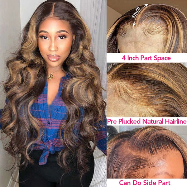 Radiant Honey Blonde Ombre Wig | 13x6 HD Lace Frontal | Glueless Full Lace | Body Wave Human Hair