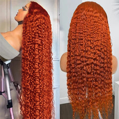 30 40 Inch Ginger Deep Wave Human Hair Wig - Pure Hair Gaze