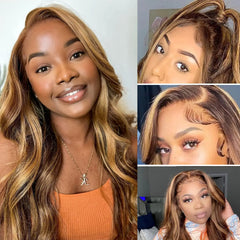 Ombre 4/27 Highlight Body Wave 13x4 Lace Front Human Hair Wigs - Pure Hair Gaze