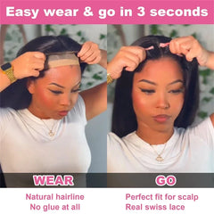 6x4 Wear and Go Glueless Wigs Human Hair Pre Plucked Pre Cut Lace Front Wigs Bone Straight 100% Human Hair Wigs For Women Geeta - Pure Hair Gaze