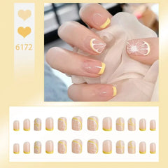 24pcs Reusable Press-On Fake Nails with Designs - Aurora Diamond Tips - Pure Hair Gaze