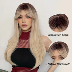 Platinum Blonde Long Straight Natural Hair Wig - Pure Hair Gaze