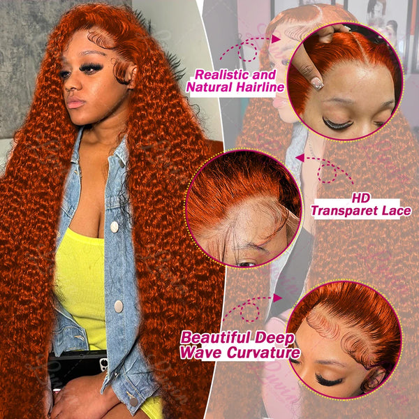 Deep Wave Lace Frontal Ginger Wig