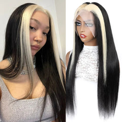 Remy Brazilian Human Hair Skunk Striped Wigs - Pure Hair Gaze