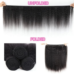 8-32 inch Kinky Straight Brazilian Human Hair Weave Bundles - Pure Hair Gaze