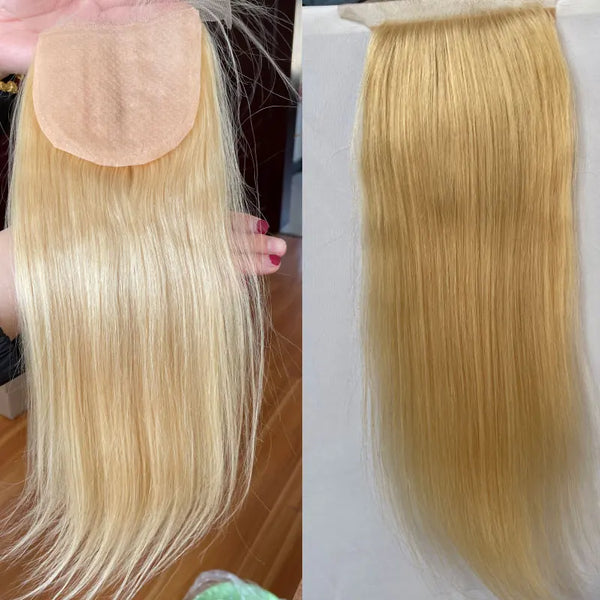 Silk Top Lace Closure Straight Ash Blonde Wig