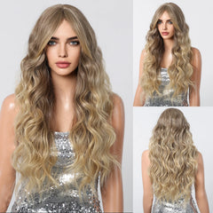 Heat Resistant Ash Blonde Wavy Wig - Pure Hair Gaze