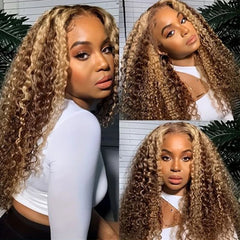 Highlights Honey Blonde Colored 13x4x1 Lace T Part Wig - Pure Hair Gaze