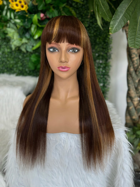 Highlight Straight Lace Wig With Bangs