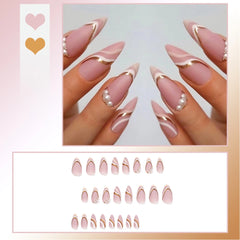 24pcs Reusable Press-On Fake Nails with Designs - Aurora Diamond Tips - Pure Hair Gaze