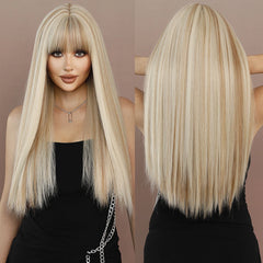 Natural Soft High Density Ash Blonde Wig with Bangs - Pure Hair Gaze