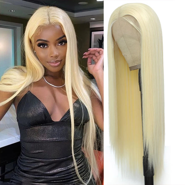 Glueless Synthetic Natural Hairline Lace Front Ash Blonde Wig