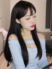 Long Straight Synthetic Wig with Bangs - Pure Hair Gaze