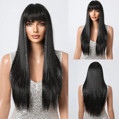 Long Straight Platinum Wigs with Bangs - Pure Hair Gaze