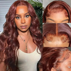 32 Inch Ginger Reddish Brown 13x4 HD Transparent Lace Frontal Wig - Pure Hair Gaze