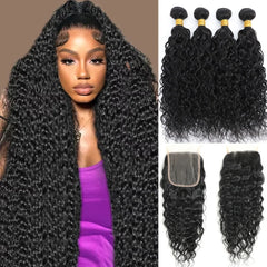 Curly Human Hair Water Wave 3/4 Bundles - Pure Hair Gaze