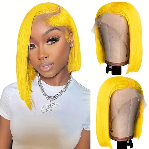 Human Hair Lace Front Yellow Wig