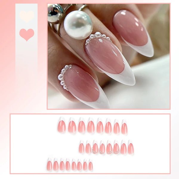 24pcs Reusable Press-On Fake Nails with Designs - Aurora Diamond Tips