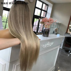 Ash Blonde Highlights Wigs with Dark Roots 30 Inch Long Straight Lace Front Wig Synthetic Hair Glueless Wigs For Women - Pure Hair Gaze