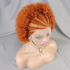 Cornrow Braided Afro Curl Ginger Wig - Pure Hair Gaze