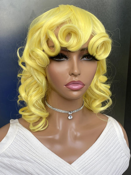 Heat Resistant Fluffy Yellow Wig
