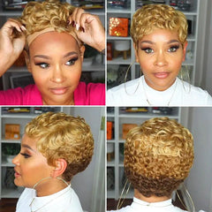 Short Synthetic Pixie Cut Water Wave Wig - Pure Hair Gaze