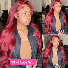 Burgundy Body Wave 13x4 13x6 Hd Lace Frontal Wig - Pure Hair Gaze